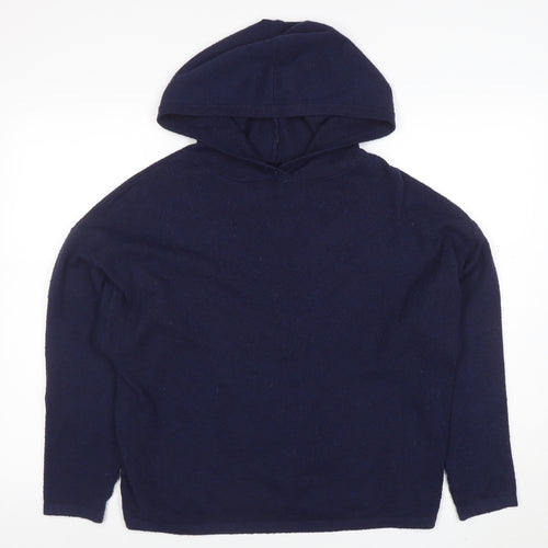 Jack Wills Women's Navy Blue Wool Blend Pullover Hoodie UK 8