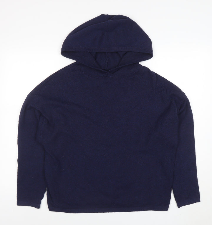 Jack Wills Women's Navy Blue Wool Blend Pullover Hoodie UK 8