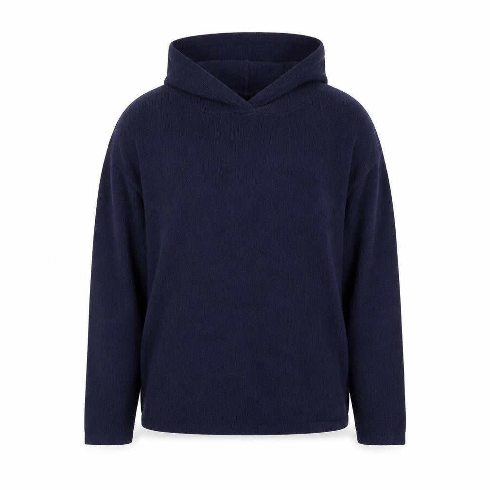 Front view of Jack Wills Women's Navy Blue Wool Blend Pullover Hoodie UK 8