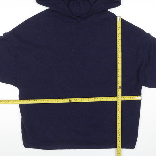 Jack Wills Women's Navy Blue Wool Blend Pullover Hoodie UK 8