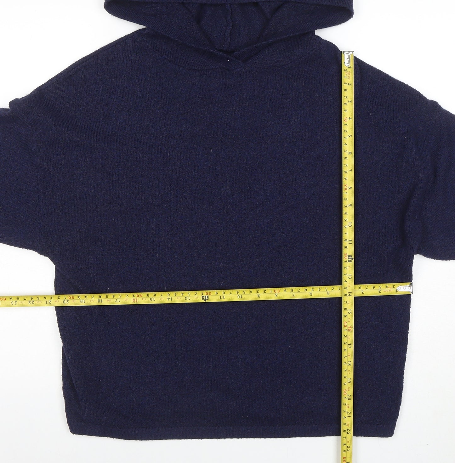 Jack Wills Women's Navy Blue Wool Blend Pullover Hoodie UK 8