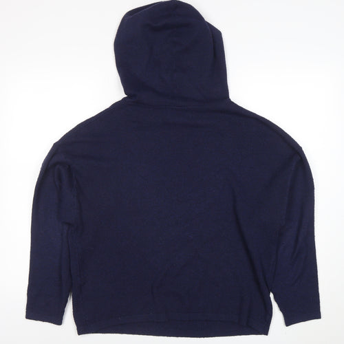 Jack Wills Women's Navy Blue Wool Blend Pullover Hoodie UK 8