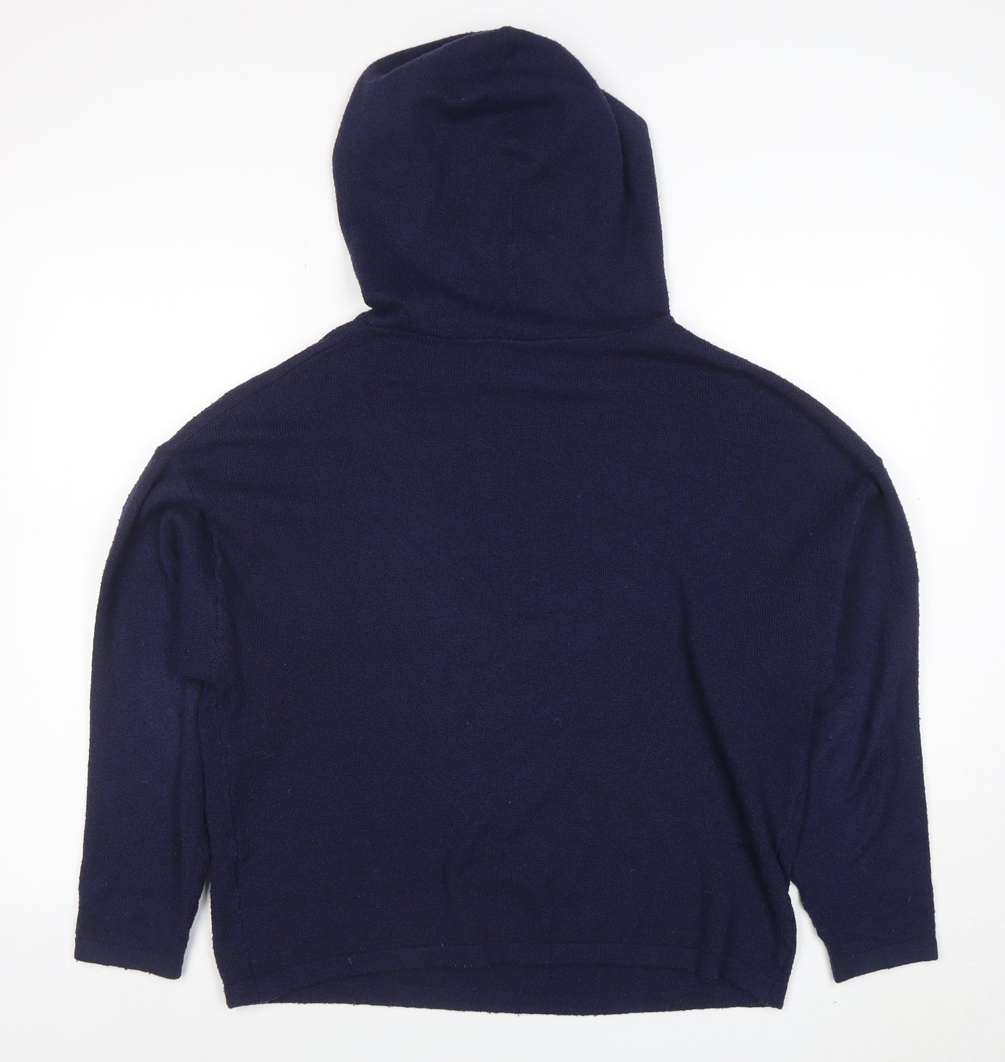 Jack Wills Women's Navy Blue Wool Blend Pullover Hoodie UK 8