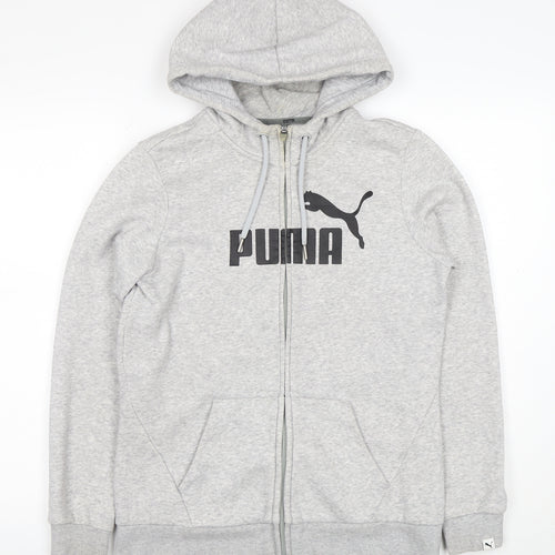 Puma Womens Grey Full Zip Hoodie Size 12 Classic Logo Design