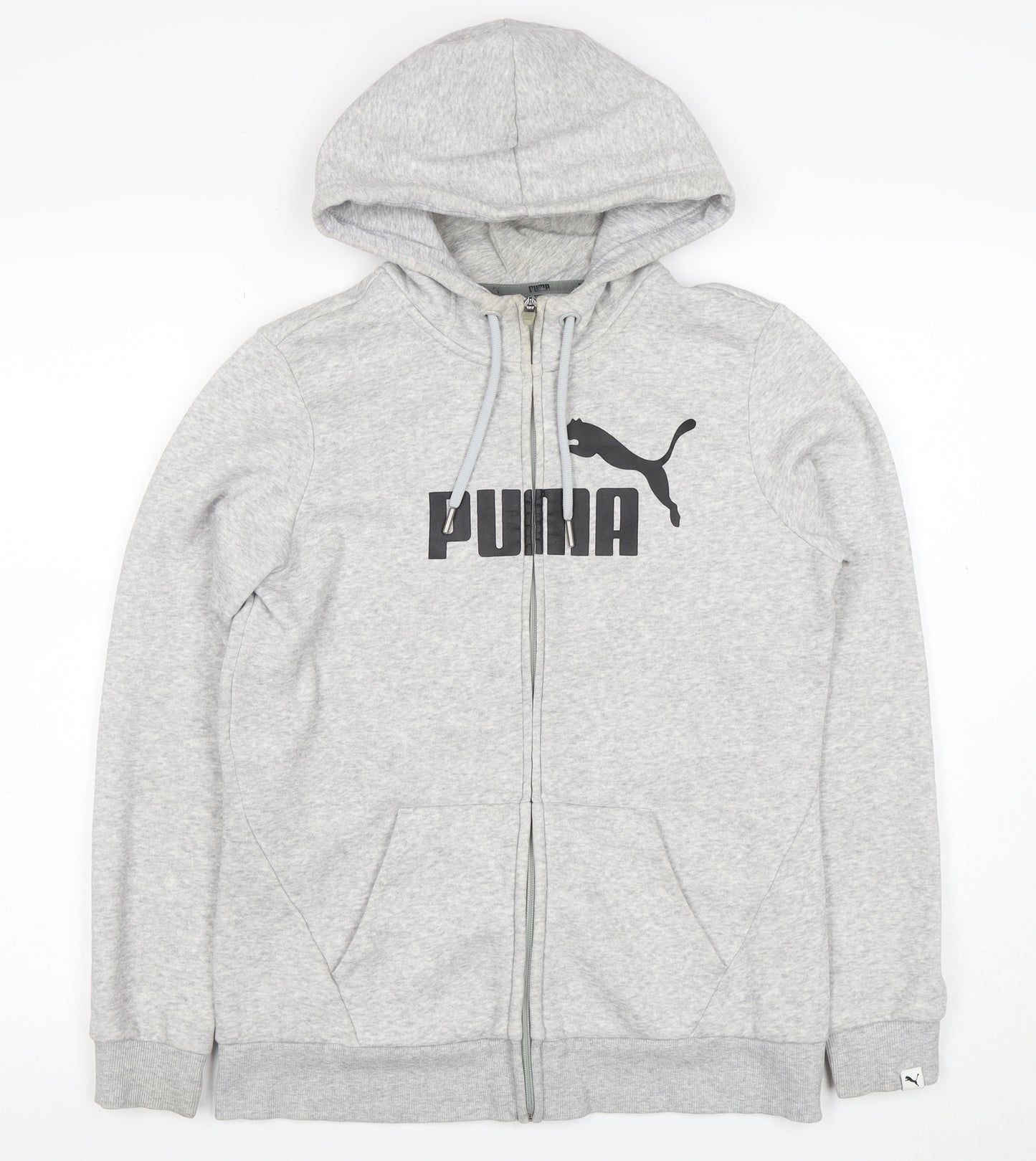 Puma Womens Grey Full Zip Hoodie Size 12 Classic Logo Design