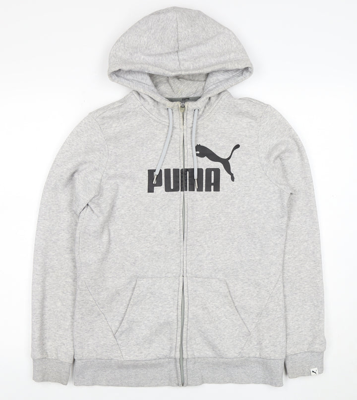 Puma Womens Grey Full Zip Hoodie Size 12 Classic Logo Design