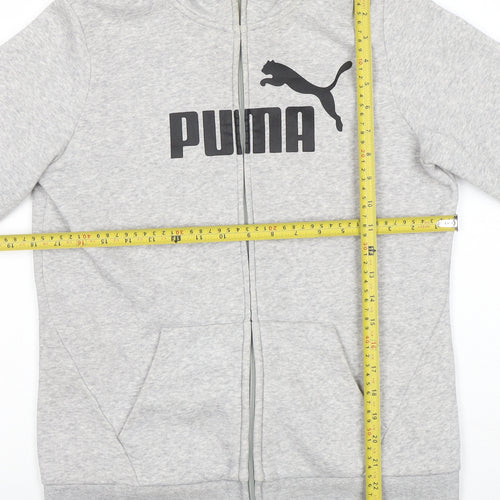 Puma Womens Grey Full Zip Hoodie Size 12 Classic Logo Design
