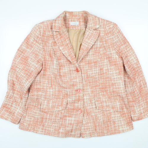Classics Womens Orange Tweed Lined Single Breasted Jacket Size 20