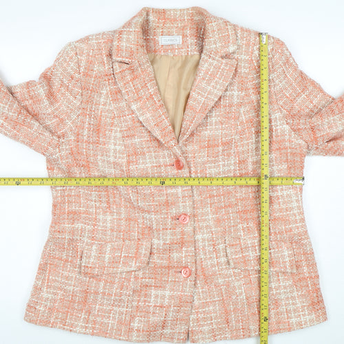 Classics Womens Orange Tweed Lined Single Breasted Jacket Size 20