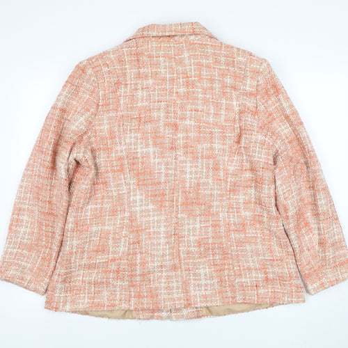Classics Womens Orange Tweed Lined Single Breasted Jacket Size 20