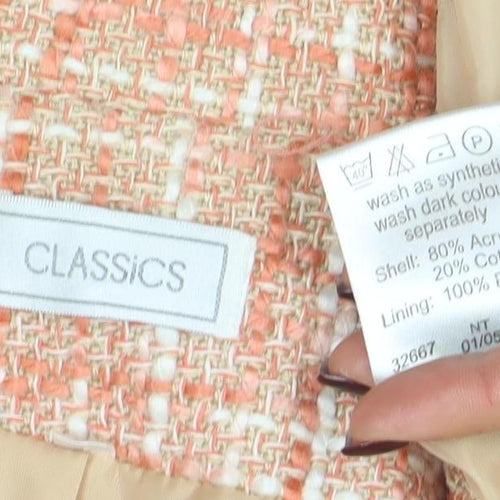 Classics Womens Orange Tweed Lined Single Breasted Jacket Size 20