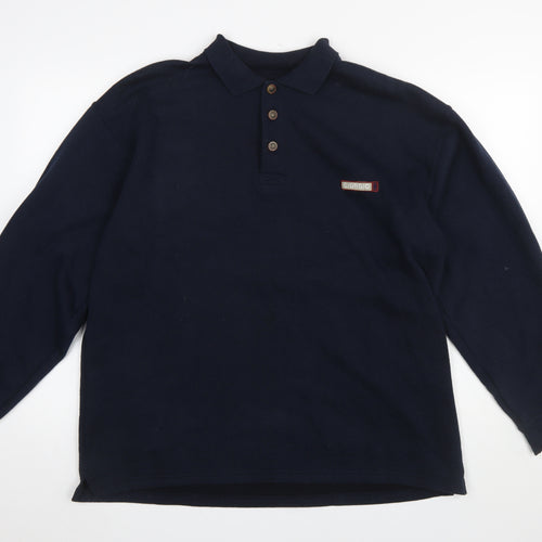 Giorgio Men's Blue Collared Henley Sweatshirt Size L