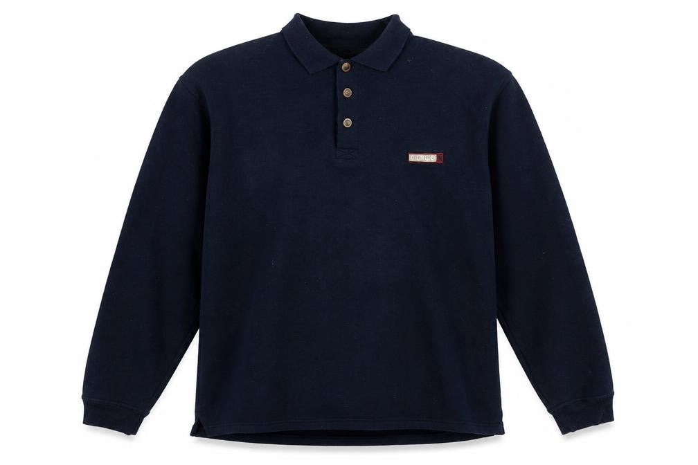 Front view of Giorgio Men's Blue Collared Henley Sweatshirt, size L