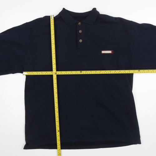 Giorgio Men's Blue Collared Henley Sweatshirt Size L
