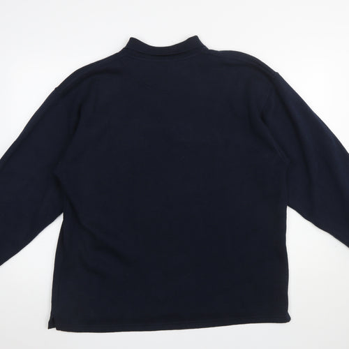 Giorgio Men's Blue Collared Henley Sweatshirt Size L