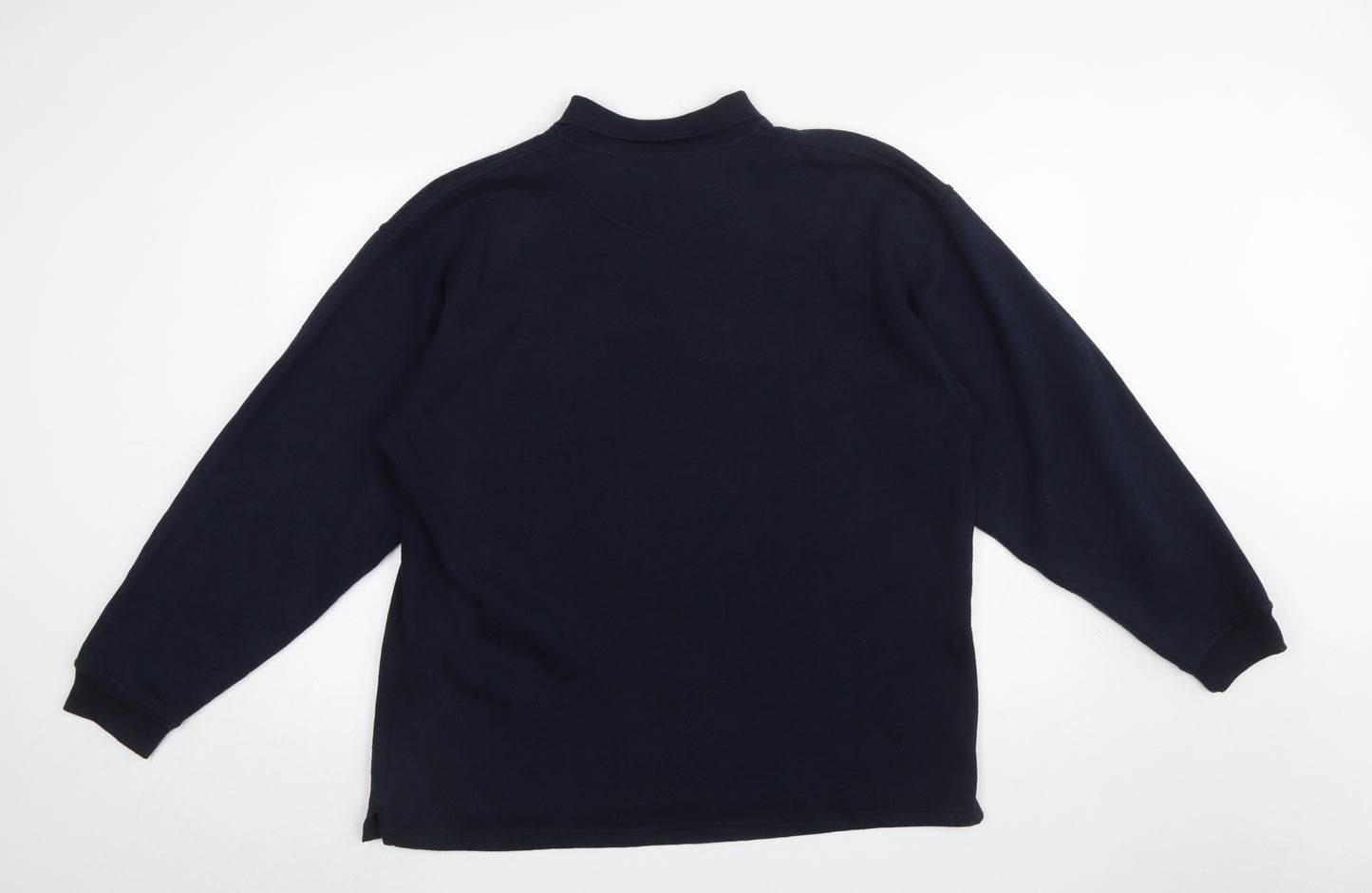 Giorgio Men's Blue Collared Henley Sweatshirt Size L