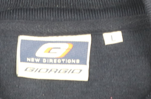 Giorgio Men's Blue Collared Henley Sweatshirt Size L