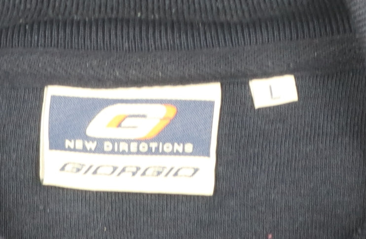 Giorgio Men's Blue Collared Henley Sweatshirt Size L