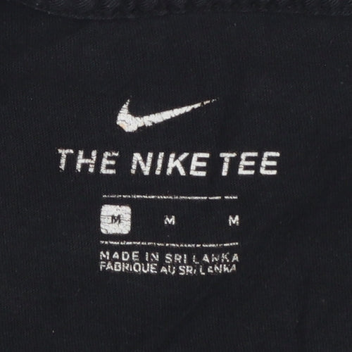 Nike Men's Black Cotton Crew Neck Sports T-Shirt Size M