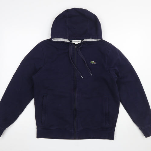 Lacoste Sport Women's Navy Blue Full Zip Hoodie Size M Cotton Blend