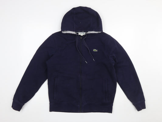 Lacoste Sport Women's Navy Blue Full Zip Hoodie Size M Cotton Blend