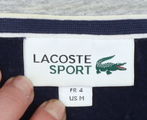 Lacoste Sport Women's Navy Blue Full Zip Hoodie Size M Cotton Blend