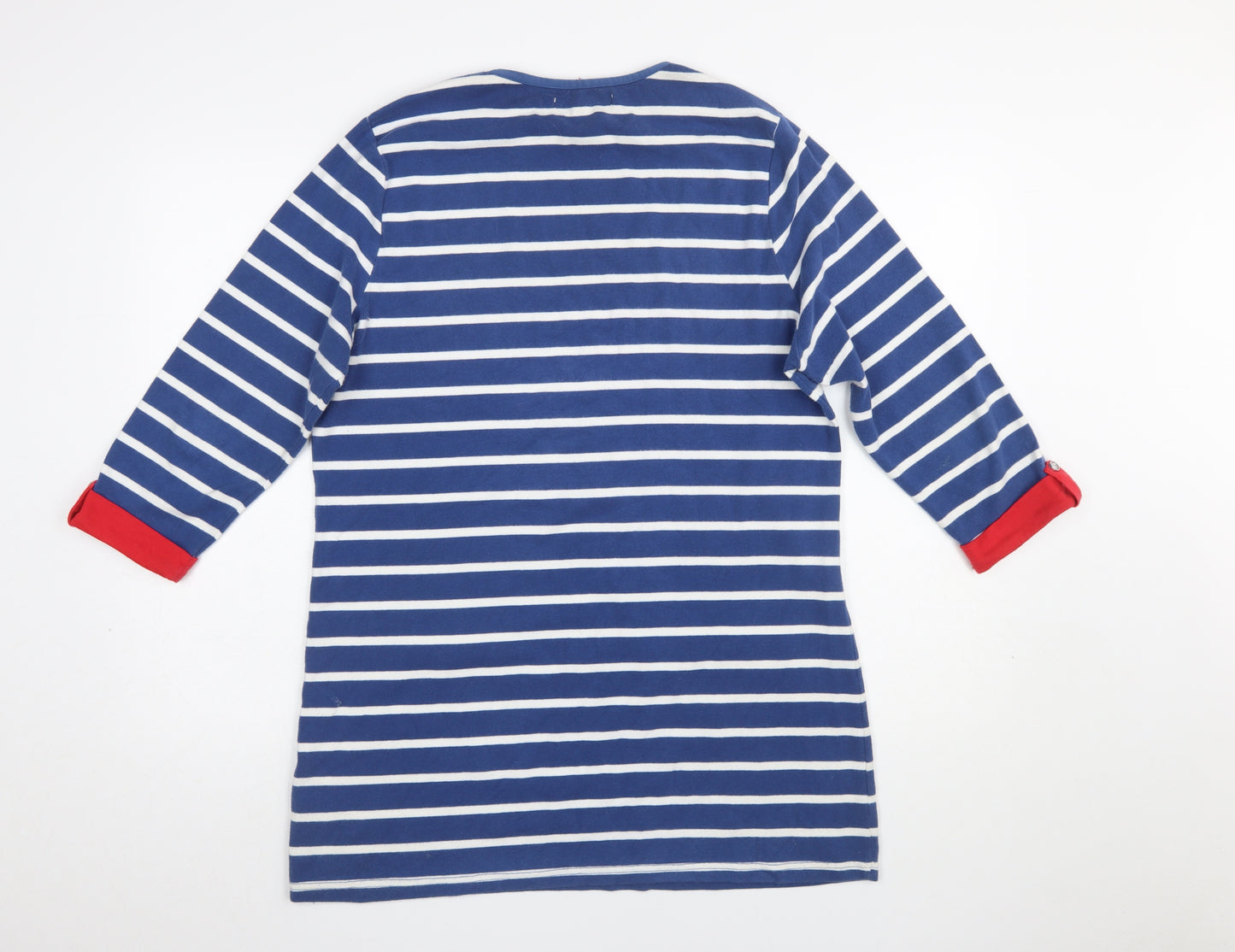 Lakeland Women Blue Striped Shift Dress Size 16 Long Sleeve Nautical