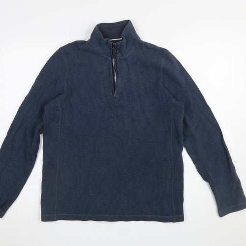 John Lewis Men’s Blue Cotton 1/4 Zip High Neck Sweatshirt M