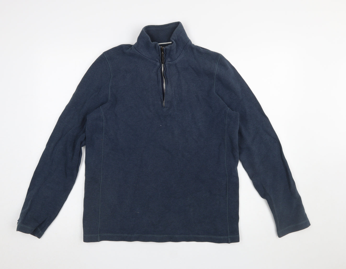 John Lewis Men’s Blue Cotton 1/4 Zip High Neck Sweatshirt M