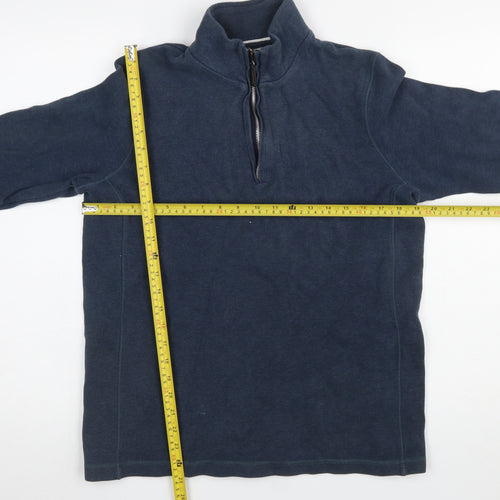 John Lewis Men’s Blue Cotton 1/4 Zip High Neck Sweatshirt M