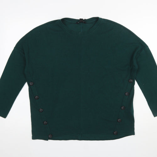 New Look Women’s Green Long Sleeve Button Side Tunic Top UK 8