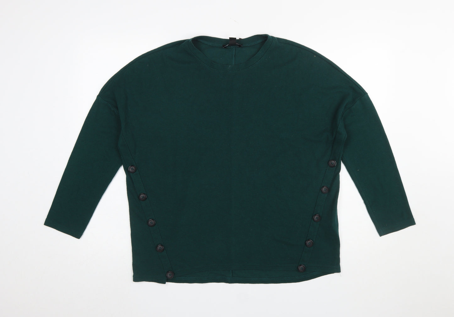 New Look Women’s Green Long Sleeve Button Side Tunic Top UK 8