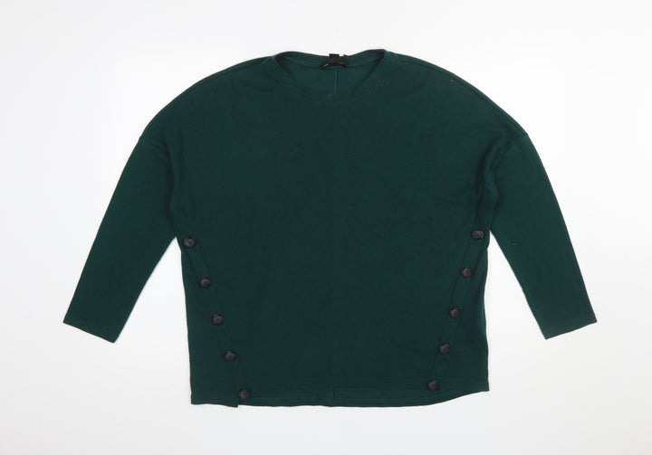 New Look Women’s Green Long Sleeve Button Side Tunic Top UK 8