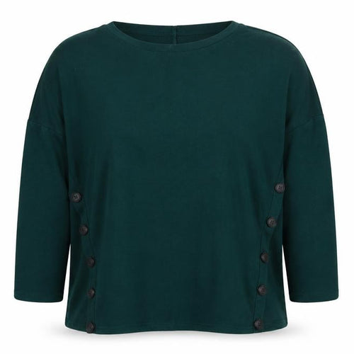 New Look Women’s Green Long Sleeve Button Side Tunic Top UK 8