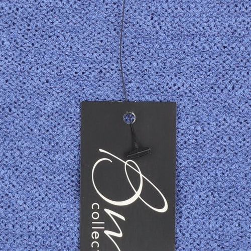 Bm Collection Women's Blue Open-Knit 3/4 Sleeve V-Neck Cardigan M