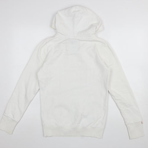 Superdry Men’s White Pullover Hoodie M Graphic Logo Fleece Sweatshirt