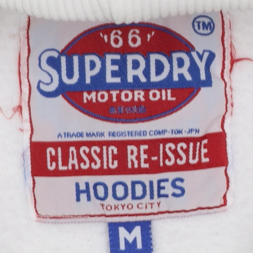 Superdry Men’s White Pullover Hoodie M Graphic Logo Fleece Sweatshirt