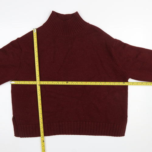 ZARA Womens Red Roll Neck Acrylic Wool Knit Jumper Size 12
