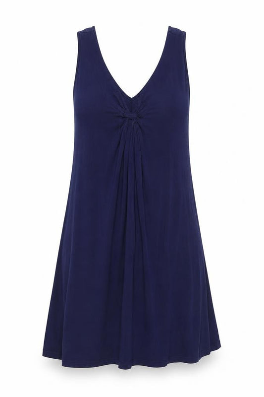 Front view of Marks & Spencer Women’s Blue Sleeveless Viscose Tank Dress, size UK 14