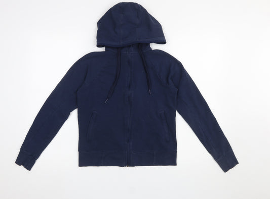 Marks and Spencer Women Navy Blue Full Zip Hoodie Size 8 Cotton Blend