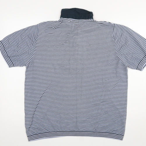 Marks and Spencer Men’s Blue Striped Polo Shirt Size L Cotton Blend
