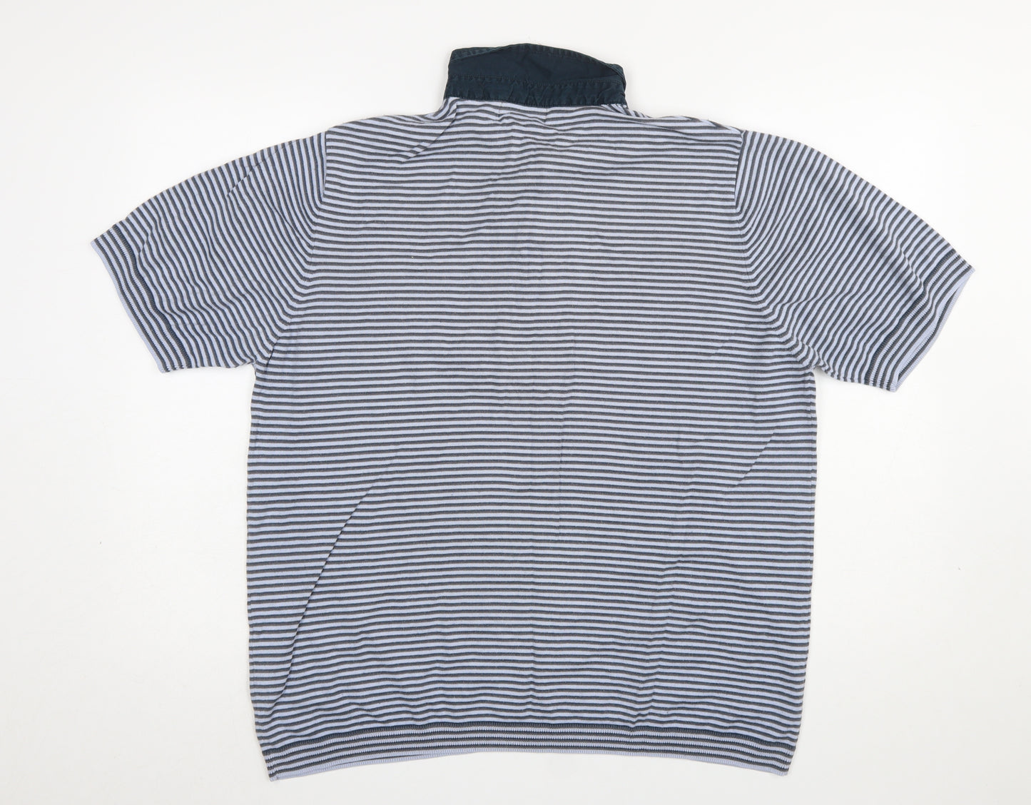 Marks and Spencer Men’s Blue Striped Polo Shirt Size L Cotton Blend