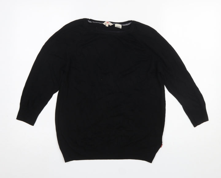 Levi's Womens Black Large Crew Neck Viscose Pullover Jumper