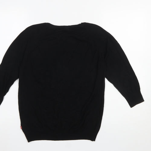 Levi's Womens Black Large Crew Neck Viscose Pullover Jumper