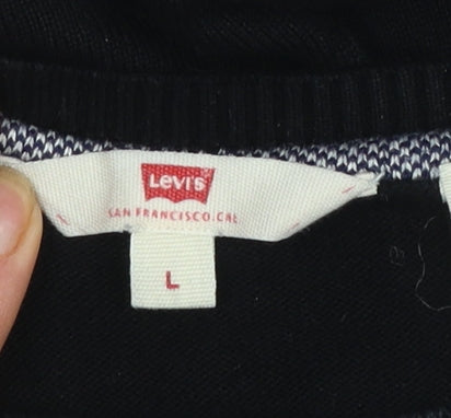 Levi's Womens Black Large Crew Neck Viscose Pullover Jumper