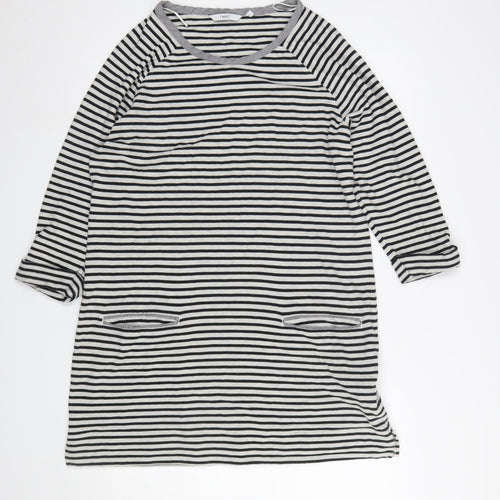 Next Women's Black Striped 3/4 Sleeve Shift Dress Size 16