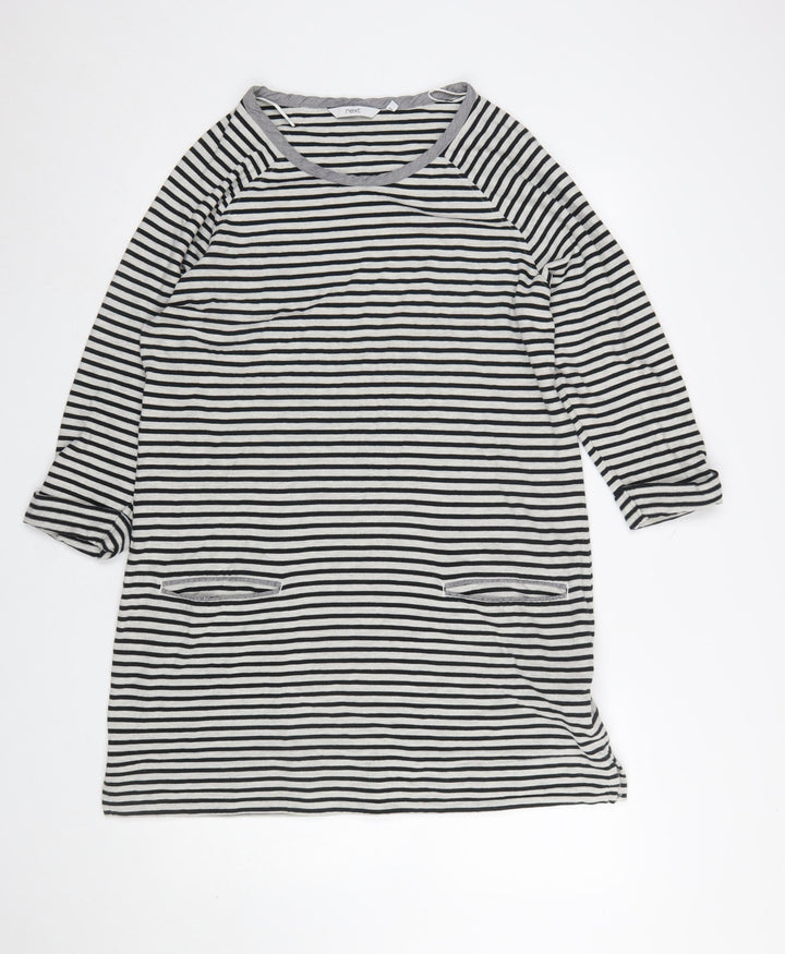 Next Women's Black Striped 3/4 Sleeve Shift Dress Size 16