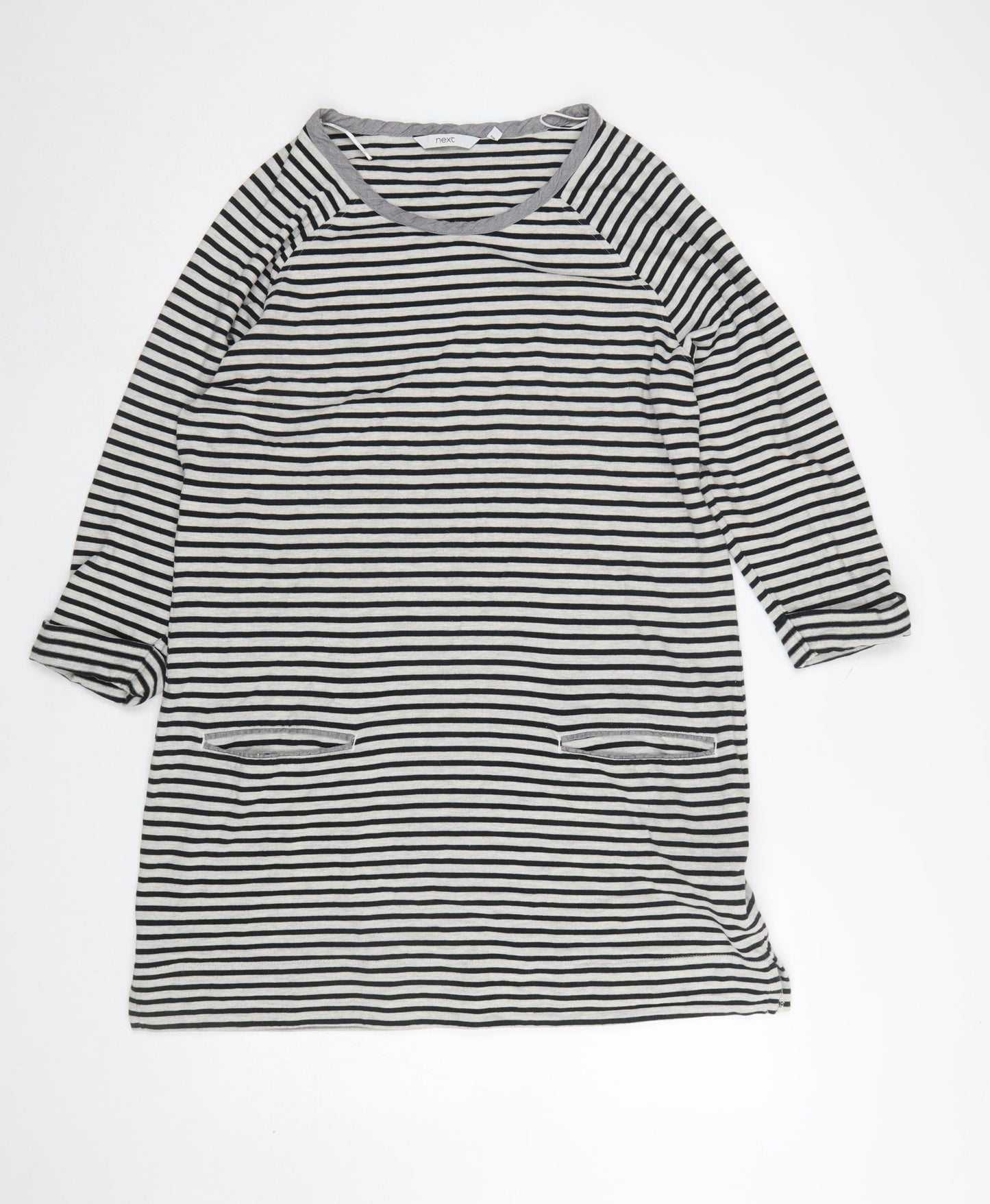 Next Women's Black Striped 3/4 Sleeve Shift Dress Size 16