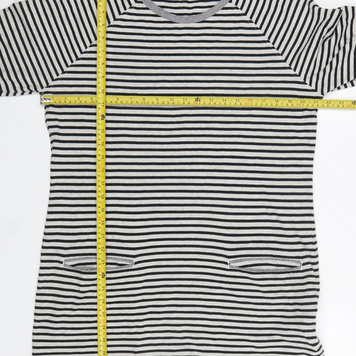 Next Women's Black Striped 3/4 Sleeve Shift Dress Size 16