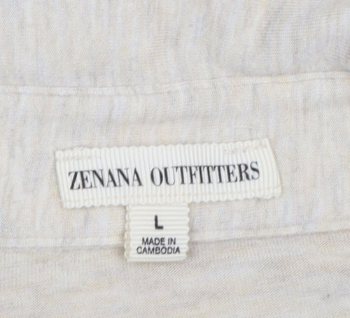 Zenana Outfitters Women’s Beige Button-Up Collared 3/4 Sleeve Top Size L